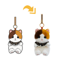 Porte-clés personnalisé OEM en forme de chat en peluche avec sangle en cuir et logo, mascotte sur mesure pour articles promotionnels de marque