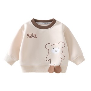 <span class=keywords><strong>Sweat</strong></span>-shirt de loisirs imprimé en coton et polyester tricoté pour bébés et enfants, doublé, col rond, motif animal, pour garçons et filles, printemps-automne - Product Image 1