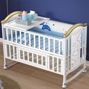 Nouveau <span class=keywords><strong>Lit</strong></span> Bébé <span class=keywords><strong>Berceau</strong></span> Mobile en Bois Balancelle avec Moustiquaire Ensemble de Literie pour Nourrissons - Product Image 2