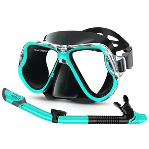 Manufacturer Water Play Equipment Breathing Tube Diving Set Tempered Glass Silicone Diving Mask And Snorkel Gear Set For Adult