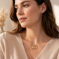 Bijoux minimalistes élégants en or plaqué or, argent sterling 925, pendentif double cercle, pendentif double anneau pour femmes