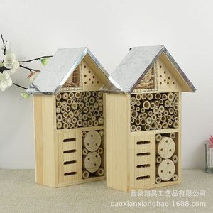 Nichoir à insectes en bois 25x12x7cm Couleur bois naturel Nid d'abeilles extérieur Style moderne et simple - Product Image 2