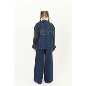 Veste en jean tricotée pour femme avec détail de manches contrastées 32041CKT - Product Image 6