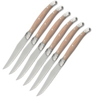 Ustensile d'extérieur couteau à Steak dentelé manche en bois ensemble de couverts 6 pièces couteau à Steak laguna avec boîte en bois