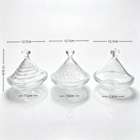 Bol à bonbons en verre transparent à sommet pyramidal, récipient décoratif avec couvercle pour la maison, l'organisation de la cuisine, les fêtes, les mariages et les cadeaux.