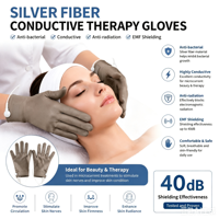 Gants conducteurs en fibre d'argent personnalisés, MOQ 1 paire, antibactériens, protection EMF 40 dB pour la thérapie de beauté par microcourant