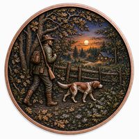 Pièces de monnaie en cuivre à haute relief 5 oz .999 Cuivre pur Pièce ronde Chien de chasse Impression UV colorée Pièces de monnaie en cuivre