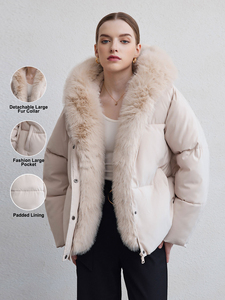 Giacca Piumino Imbottita Lucida Calda e alla Moda <span class=keywords><strong>Cappotto</strong></span> Trapuntato Corto <span class=keywords><strong>Nero</strong></span> da Donna Piumino <span class=keywords><strong>con</strong></span> Grande Cappuccio in <span class=keywords><strong>Pelliccia</strong></span> <span class=keywords><strong>Cappotto</strong></span> Imbottito - Product Image 2