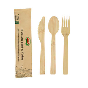 Venta al por mayor ecológico resistente al calor tenedor cuchara cuchillo conjunto con servilleta <span class=keywords><strong>de</strong></span> papel <span class=keywords><strong>de</strong></span> bambú <span class=keywords><strong>cubiertos</strong></span> desechables <span class=keywords><strong>de</strong></span> madera - Product Image 4