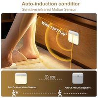 Lampes de nuit LED à détecteur de mouvement rechargeables minimalistes carrées en ABS, 500 mAh, blanc chaud, lumière murale pour armoire, intelligente