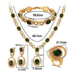 <span class=keywords><strong>2021</strong></span> <span class=keywords><strong>prix</strong></span> usine VANFI gros femmes fête de mariage mariée mode rouge vert bleu pierre plaqué or cristal ensemble de bijoux - Product Image 2