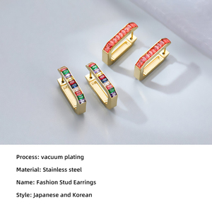 <span class=keywords><strong>Orecchini</strong></span> a cerchio piccoli di moda con zircone di colore rettangolare semplice elegante <span class=keywords><strong>orecchini</strong></span> di zircone bianchi gioielli - Product Image 3