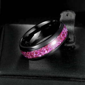 Anillo <span class=keywords><strong>de</strong></span> Boda y para Parejas Unisex <span class=keywords><strong>de</strong></span> Acero Inoxidable 304 con Amatista, <span class=keywords><strong>de</strong></span> Alta Gama, Electrochapado, Nuevo y en Oferta - Product Image 4