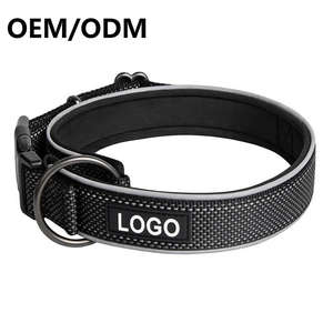 Collier pour <span class=keywords><strong>chien</strong></span> en nylon qui brille dans le noir, petit MOQ, logo personnalisé, anneau métallique réfléchissant, réglable, durable pour les grands chiens - Product Image 2