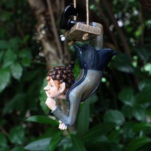 Figurine de garçon en <span class=keywords><strong>noyer</strong></span>, ornements d'arbre en résine bon marché, décoration de jardin, Sculpture de garçon en <span class=keywords><strong>noyer</strong></span> de jardin féerique en résine, Offre Spéciale - Product Image 3