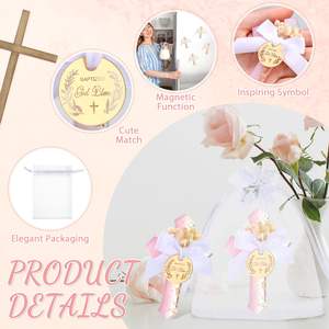 Imanes de nevera con cruz de epoxi, cruz de primera comunión con flor, recuerdos cristianos, regalo <span class=keywords><strong>para</strong></span> bautizo, bautizo de bebé, fiesta de baby shower - Product Image 4