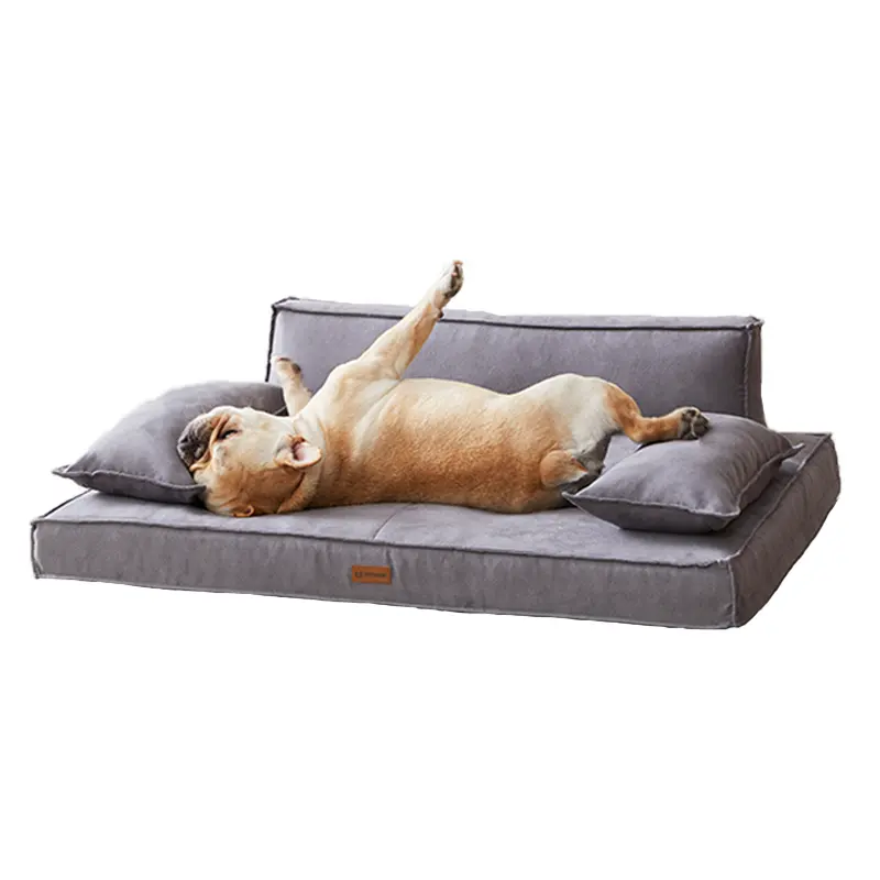 UFBemo Tempat Tidur Anjing Mewah, Tempat Tidur Kulit Imitasi Dapat Dilepas untuk Anjing Tahan Air Busa Memori