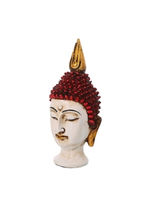 Tête de Bouddha en résine artisanale avec couronne de perles rouges, décoration spirituelle zen pour la maison, ornement de table intérieur élégant pour salon - Product Image 5
