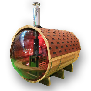 Sauna rond en <span class=keywords><strong>bois</strong></span> de conception moderne finlandaise, sauna en <span class=keywords><strong>bois</strong></span> panoramique en forme de baril, sauna traditionnel en <span class=keywords><strong>bois</strong></span> chauffé au <span class=keywords><strong>bois</strong></span> pour 4 à 8 personnes - Product Image 1