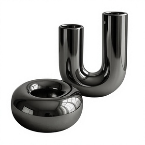 Jarrón Moderno de Aluminio para Mesa, Cromado, Hecho a Mano, Pieza Decorativa Contemporánea para Hogar, Villa u Hotel - Product Image 2