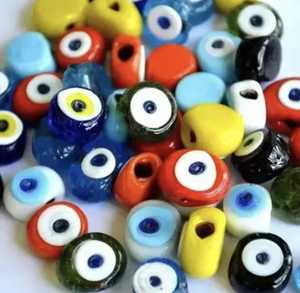 Evil Eye Silver Cotted Glass Beads Perles de rondelle à facettes multicolores pour la fabrication de sacs et de bijoux Multi Size au prix de gros - Product Image 1