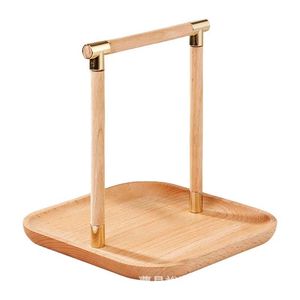 Porte-mouchoirs en bois massif, design nordique, support de papier en rouleau sur pied en bois de hêtre pour la maison, le bureau, la cuisine, la chambre - Product Image 5