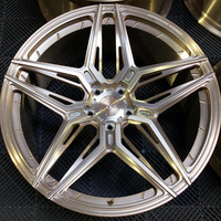 Jantes forgées monobloc personnalisées à 5 branches dorées pour voiture, 17 18 19 20 21 22 pouces, 5x100 5x112 5x114.3 5x120, jantes de performance en alliage pour course