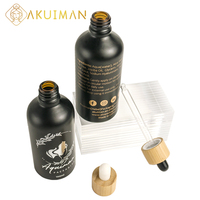 Flacon compte-gouttes d'huile en verre noir mat 50ml pour sérum de soin de la peau et gouttes pour les yeux