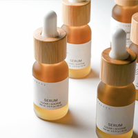 Botol Minyak Rambut Perawatan Kulit 0.5 oz Botol Kaca Kosong dengan Penetes dan Tutup Bambu 15ml 30ml 60ml untuk Serum Perawatan Kulit
