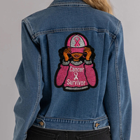 Patch brodé ruban rose pour survivants du cancer du sein, motifs personnalisés, thermocollant, pour tissu, vente en gros