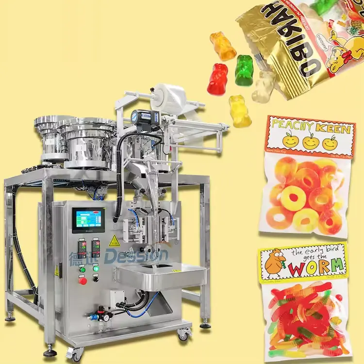 Yüksek hızlı otomatik sayma yumuşak şeker çanta dolum paketleme makinesi sakızlı ayı şeker poşet dolum paketleme makinesi
