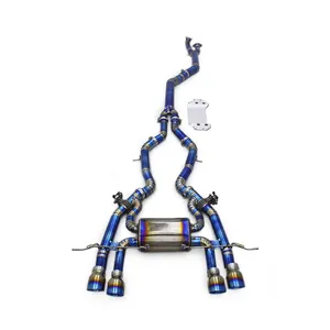 宝马M2 G87 2023赛车排气管消声器带延伸支架的工厂镀钛蓝色阀门猫背排气系统