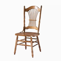 Chaise de salle à manger en bois massif de style campagnard américain avec dossier sculpté pour usage commercial