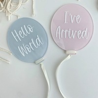 "Hello World" Disques acryliques en forme de ballon pour baby shower Cartes acryliques Baby Milestone