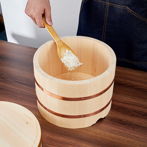 Bac à riz pour <span class=keywords><strong>sushi</strong></span> Hangiri en bois de style zen japonais, authentique seau à <span class=keywords><strong>sushi</strong></span> en bois avec couvercle pour la préparation professionnelle du <span class=keywords><strong>sushi</strong></span> - Product Image 6