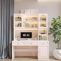 Bureau d'ordinateur et étagère intégrés en bois massif Conception simple pour les petits appartements et les études des étudiants Table pour ordinateur portable à domicile