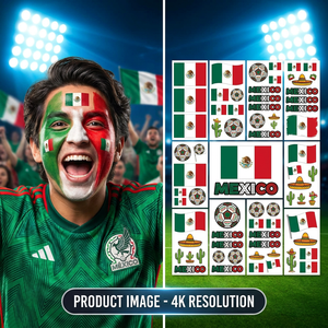 Adesivi per Tatuaggi Temporanei Personalizzati con Bandiera Nazionale, in Acrilico Impermeabile e Riutilizzabile, per Arte su Viso e Corpo, Eventi Sportivi e Tifosi di <span class=keywords><strong>Calcio</strong></span> 2026 - Product Image 1