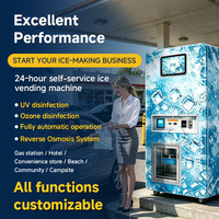 Máquina Expendedora Automática de Hielo y Agua 2 en 1 de Grado Comercial con Sistema de Ósmosis Inversa de 5 Etapas y Sellador Automático