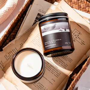 Vela perfumada de cera con taza marrón grande de soja, contenedor de latas de vela perfumadas redondas - Product Image 6