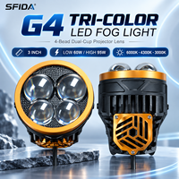 Phare antibrouillard LED Dragon Ball à 4 perles, trois couleurs, SFIDA G4, lentille de projecteur Bi-LED, 60W pour faisceau bas, 95W pour faisceau haut, 12V