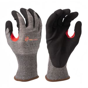 Gants de travail de sécurité anti-coupure de haute qualité ANSI A6 en nitrile sablé avec acier HPPE EN388 E pour la fabrication métallique et la découpe du verre - Product Image 1