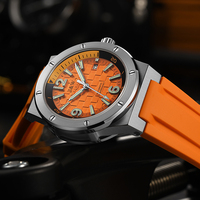 Montre mécanique automatique de luxe pour homme, avec logo personnalisé, bracelet en caoutchouc résistant à l'eau, verre 42 mm