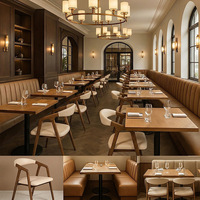 Meubles de restaurant, café et bistrot commerciaux, ensemble de table à manger nordique de luxe, 4 chaises, chaises de salle à manger modernes en bois massif