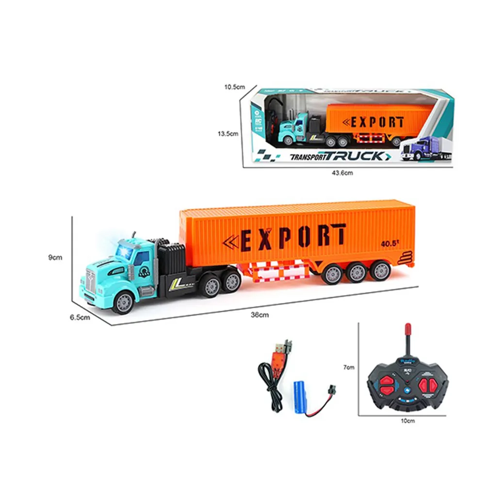 1:48 4WD Toy Dump Trucks RC Tractor RC Toys Truck And Trailer Remote Control Juguetes Autos For Kids W/Light And USB