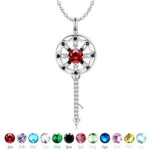 Collier porte-clés attrape-rêves en argent sterling 925 véritable, hypoallergénique, avec pierre de naissance des 12 mois, pour cadeau d'anniversaire personnalisé DIY - Product Image 1