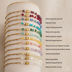 สร้อยข้อมือชุบทอง 18K กันน้ำ ประดับคริสตัลสีเหลืองธรรมชาติและเพทาย ไม่หมอง ไม่ดำ พร้อมอัญมณีบำบัด ขายส่ง - Product Image 1