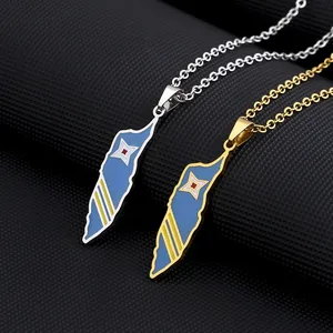Netherlands Aruba Island Map Flag Pendant Necklace Stainless Steel Gold/Silver Color Men Women Ethnic Map Jewelry Gift