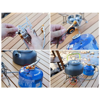 Camping en plein air Portable Pliant Mini Pique-Nique Cuisinière Randonnée Coupe-Vent Allumage Électronique Réchaud À Gaz À Trois Têtes