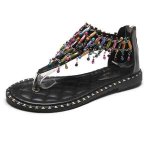 <span class=keywords><strong>Fabricant</strong></span> de gros sandales bohèmes femmes été nouvelles chaussures plates tout-aller strass orteil chaussures romaines sandales pour femmes - Product Image 6