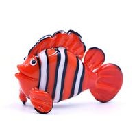 Figurine de poisson-clown en verre soufflé artisanal de Murano, créature marine décorative
